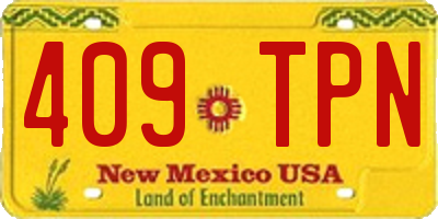 NM license plate 409TPN