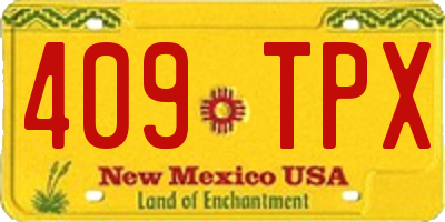 NM license plate 409TPX