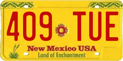 NM license plate 409TUE