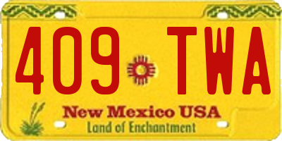 NM license plate 409TWA