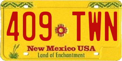 NM license plate 409TWN