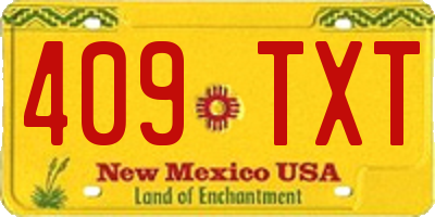 NM license plate 409TXT