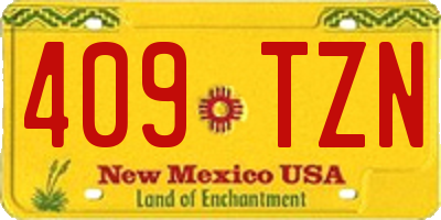 NM license plate 409TZN