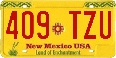 NM license plate 409TZU