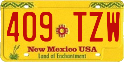 NM license plate 409TZW