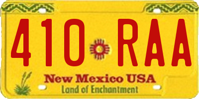 NM license plate 410RAA