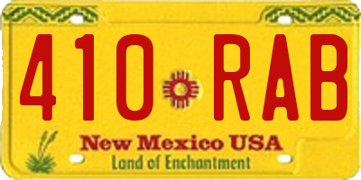 NM license plate 410RAB