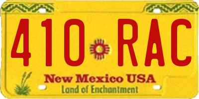 NM license plate 410RAC