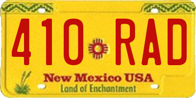 NM license plate 410RAD