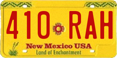 NM license plate 410RAH