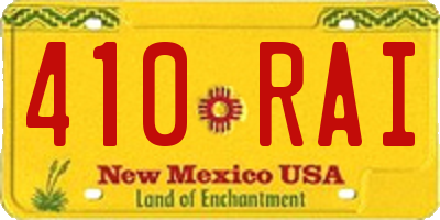 NM license plate 410RAI