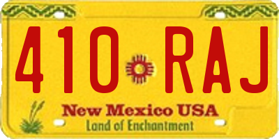 NM license plate 410RAJ