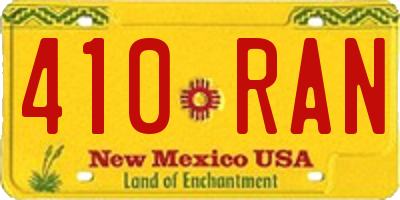 NM license plate 410RAN