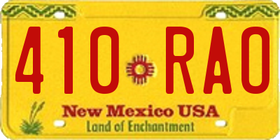 NM license plate 410RAO