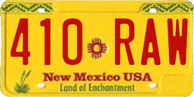 NM license plate 410RAW