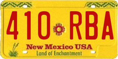 NM license plate 410RBA
