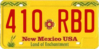 NM license plate 410RBD