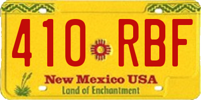 NM license plate 410RBF