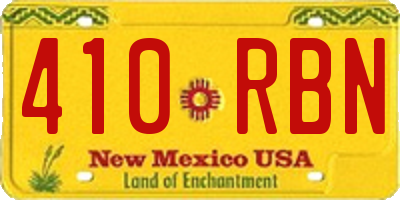 NM license plate 410RBN