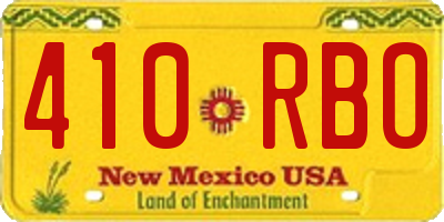 NM license plate 410RBO