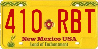 NM license plate 410RBT