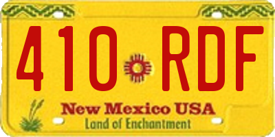 NM license plate 410RDF