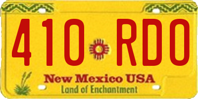 NM license plate 410RDO