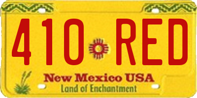 NM license plate 410RED