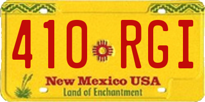 NM license plate 410RGI