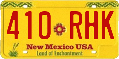 NM license plate 410RHK