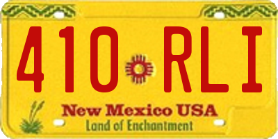 NM license plate 410RLI