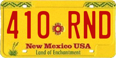 NM license plate 410RND