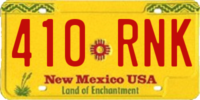 NM license plate 410RNK
