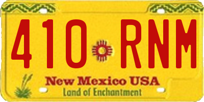 NM license plate 410RNM