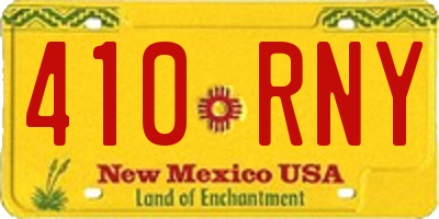 NM license plate 410RNY