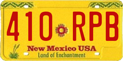 NM license plate 410RPB