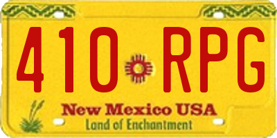 NM license plate 410RPG
