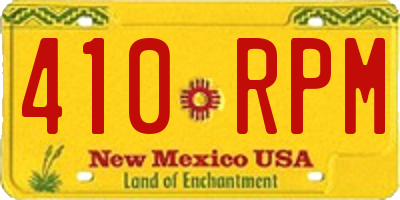 NM license plate 410RPM