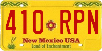 NM license plate 410RPN