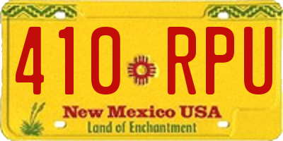 NM license plate 410RPU