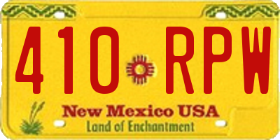 NM license plate 410RPW