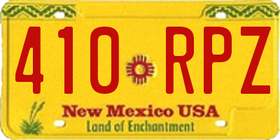NM license plate 410RPZ