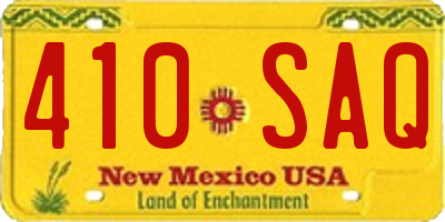 NM license plate 410SAQ