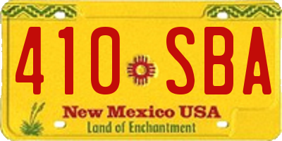 NM license plate 410SBA