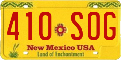 NM license plate 410SOG