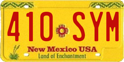 NM license plate 410SYM