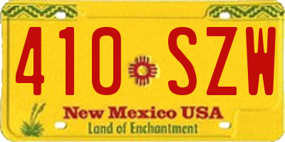 NM license plate 410SZW