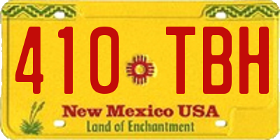 NM license plate 410TBH