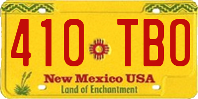 NM license plate 410TBO