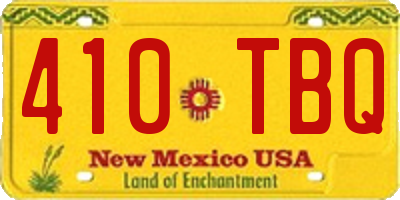 NM license plate 410TBQ